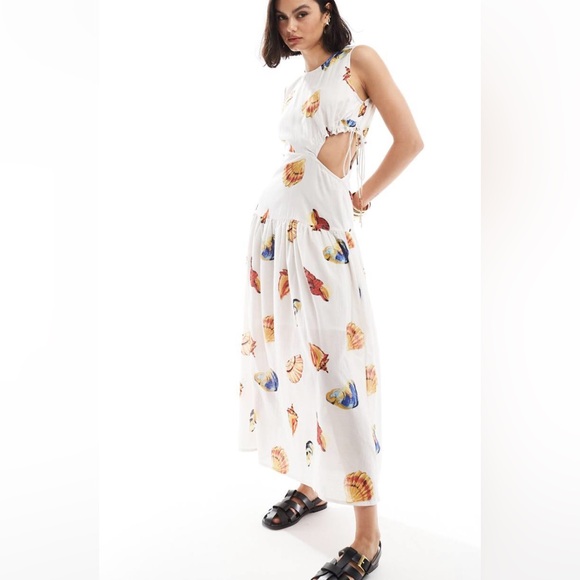 ASOS Dresses & Skirts - NWT ASOS White nautical seashell maxi dress with side cut out
